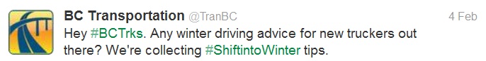 Twitter question on winter driving for new truck drivers