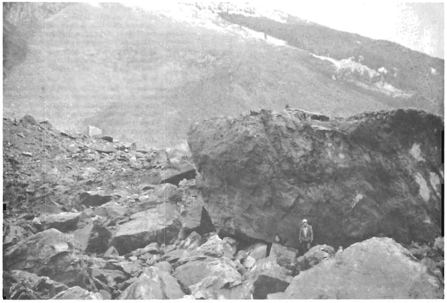 Boulder at the foot of Hope Slide_January_1965