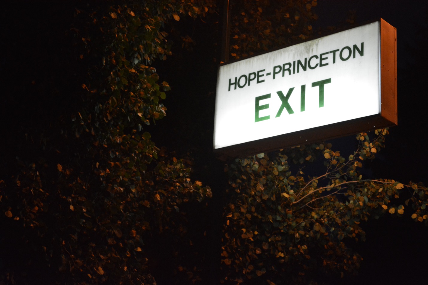 Hope Princeton exit sign