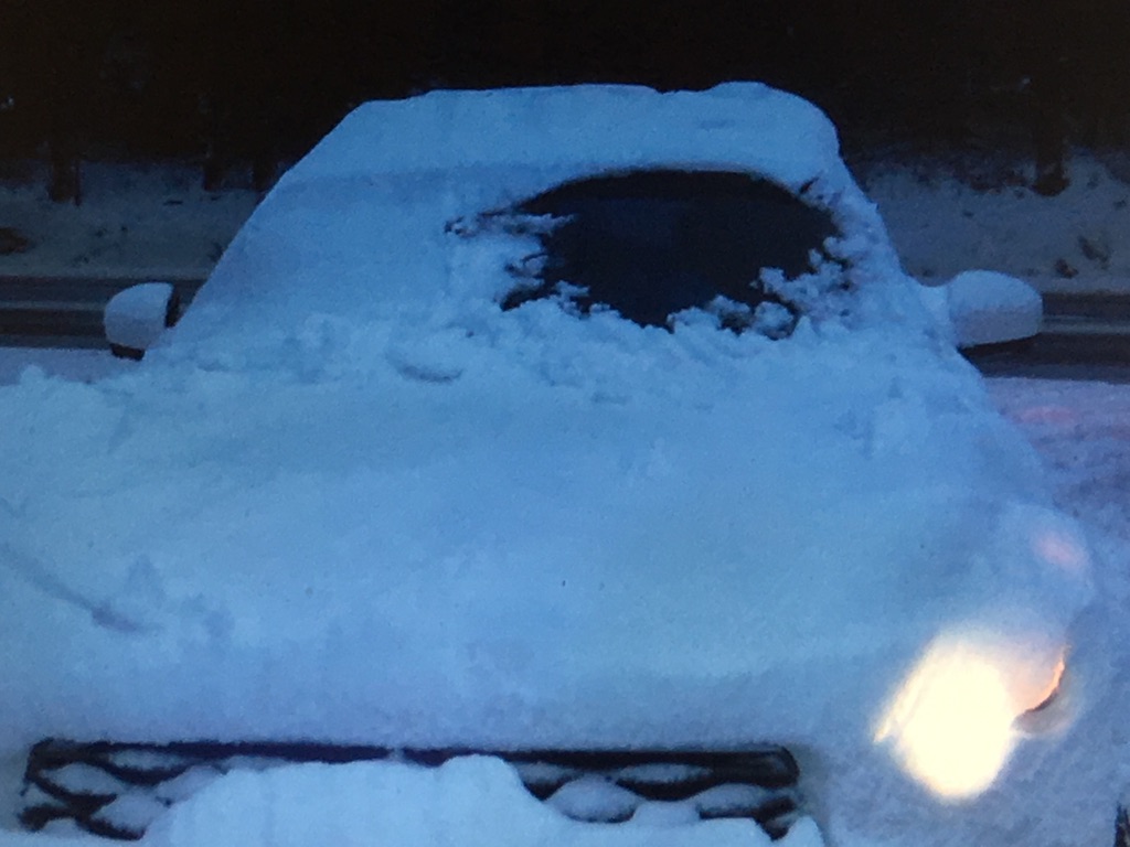 Porthole Car in Snow